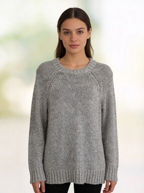 Aerie Chunky Knit Gray Sweater Small Oversized Cozy Pullover